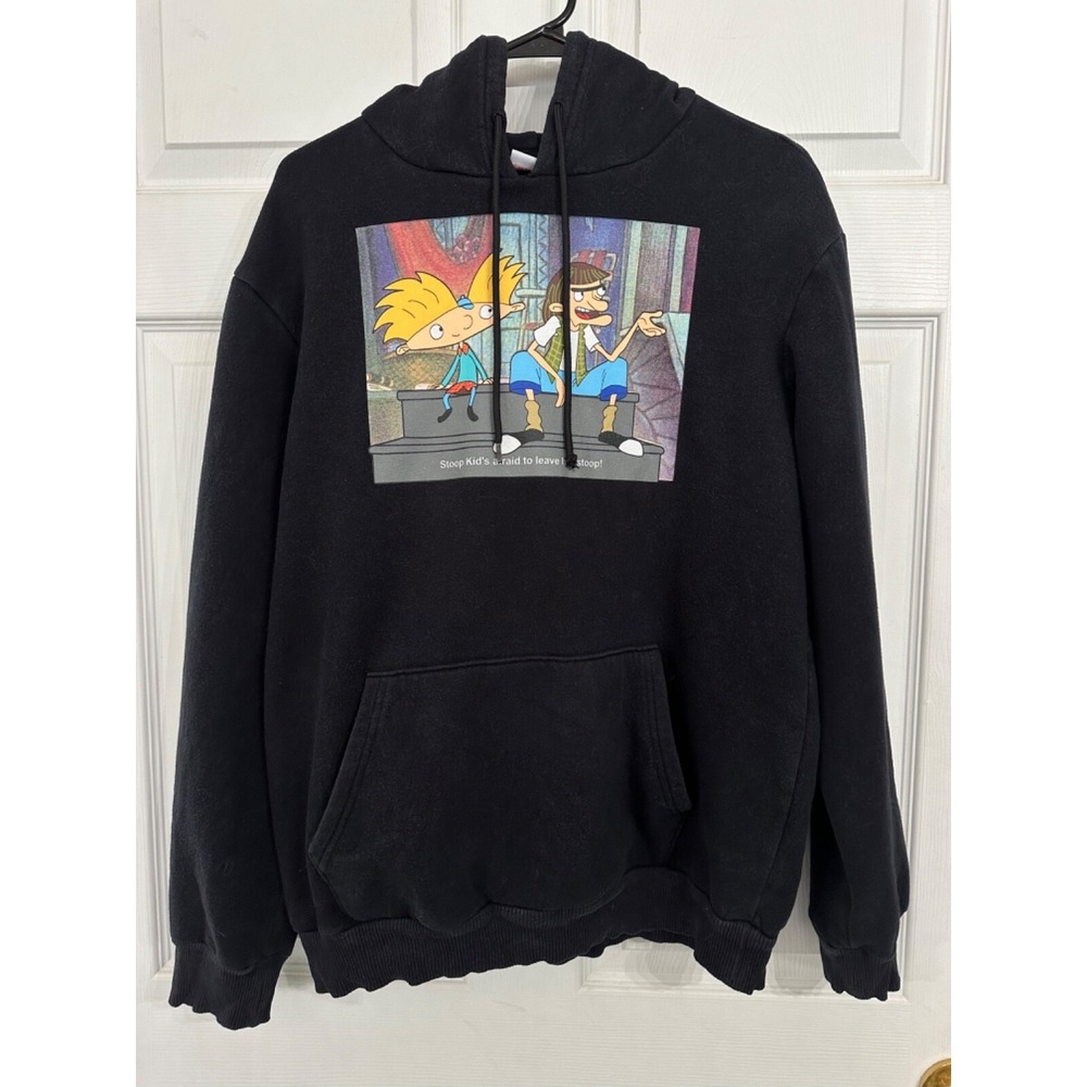 Nickelodeon Men's Size S Black Hey Arnold Stoop Kids Hoodie Sweatshirt‎